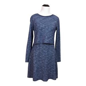 Topshop Long Sleeve Overlay Dress - Blue - US 6
